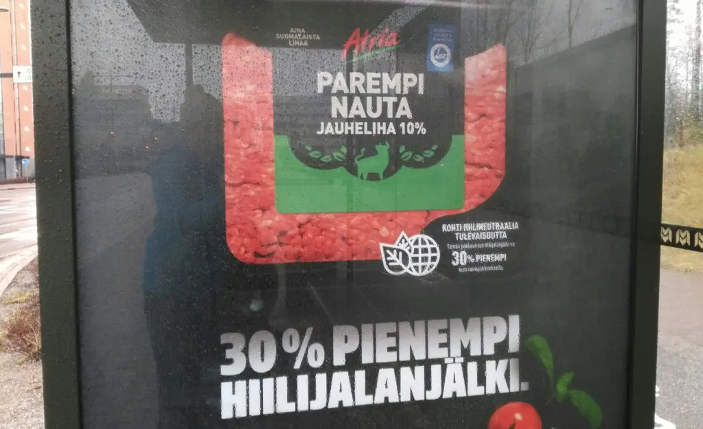 Atria Minced meat packaging green washing 