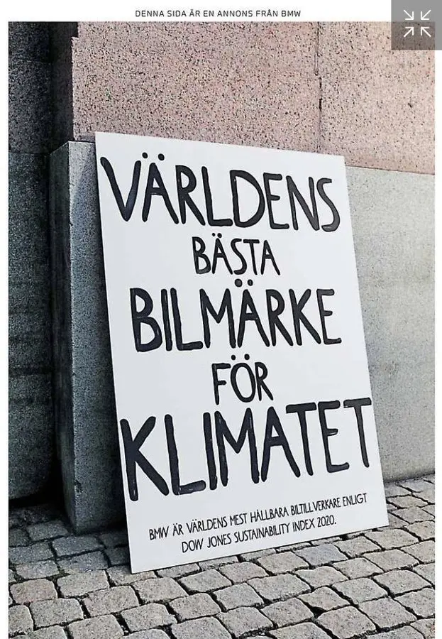 BMW Världens bästa bil för klimatet gröntvättning 