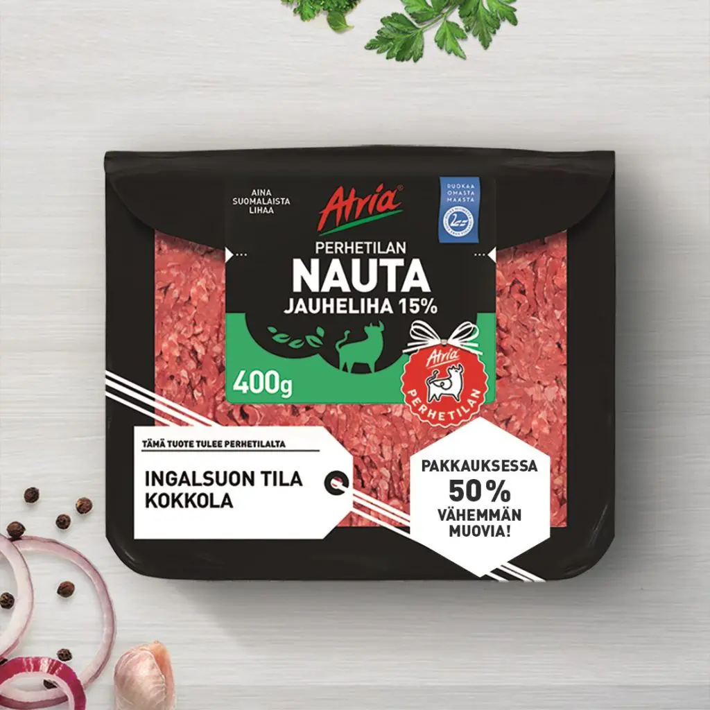 Atria jauhelihapakkaus ympäristöväittämä kuluttajansuojaviranomainen 50% vähemmän muovia viherpesu greenwashing 